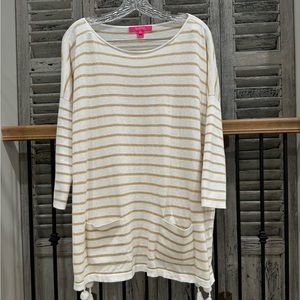 Lily Pulitzer white and gold size small sweater